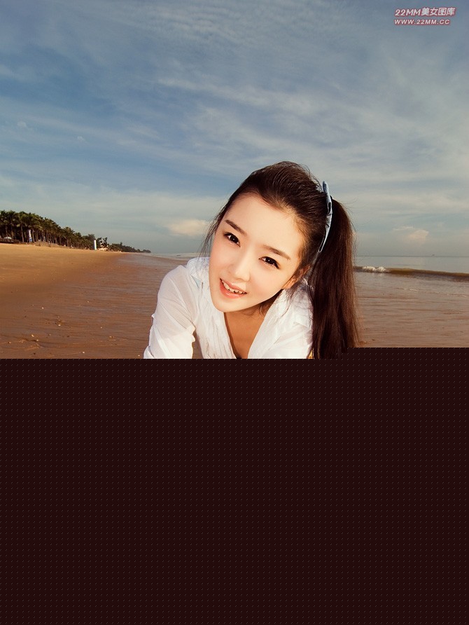 Cute Chinese girl, sexy on the beach.