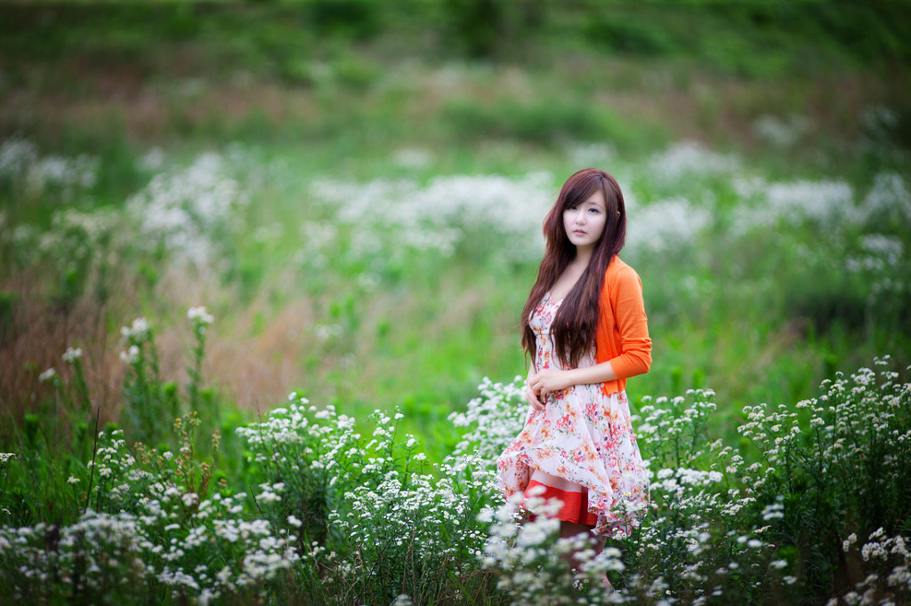 Ryu Ji Hye Beautiful Korean Lady on  Flower Dresses Album