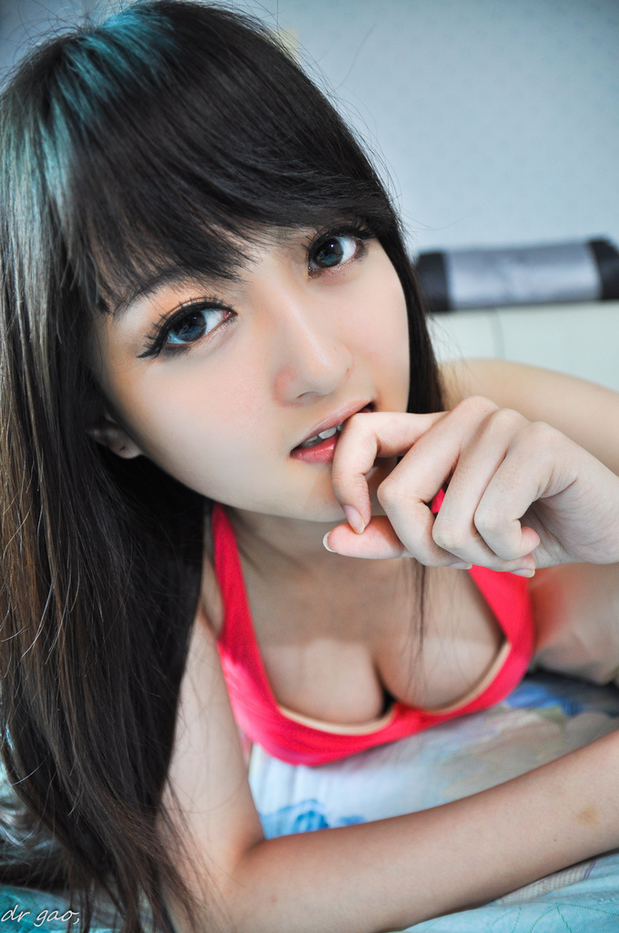 Chinese Beautiful Lady, Big cute eyes and Pink Bikini