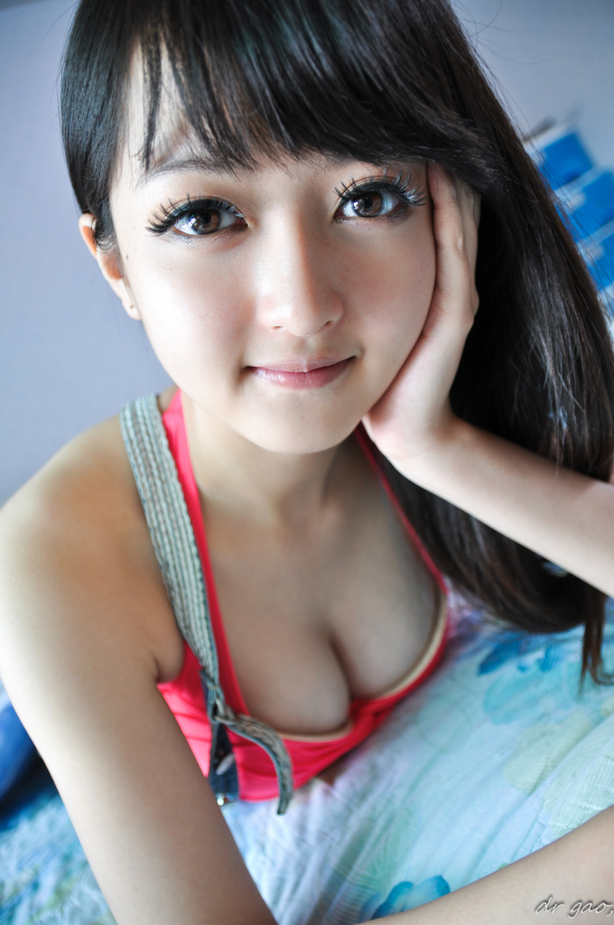 Chinese Beautiful Lady, Big cute eyes and Pink Bikini