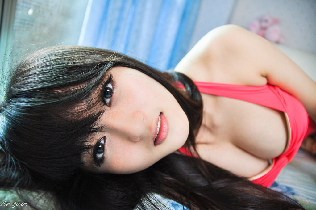 Chinese Beautiful Lady, Big cute eyes and Pink Bikini